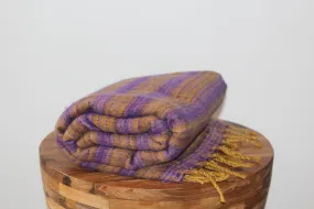 Himalayan Yak Blanket - Light Mustard & Purple