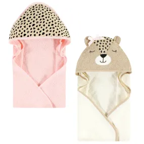 Hudson Baby Cotton Animal Face Hooded Towel, Cheetah