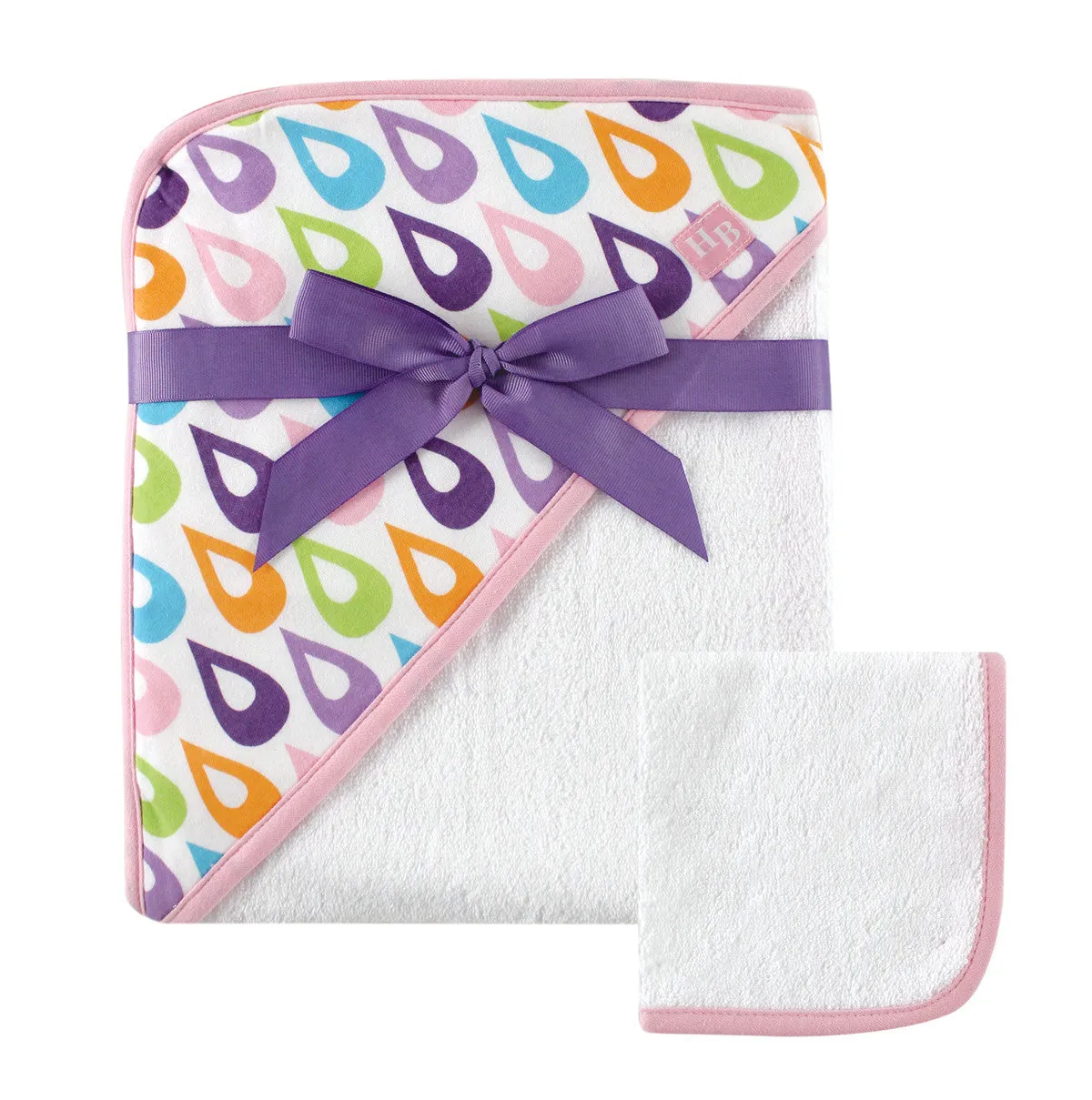 Hudson Baby Cotton Hooded Towel and Washcloth, Purple