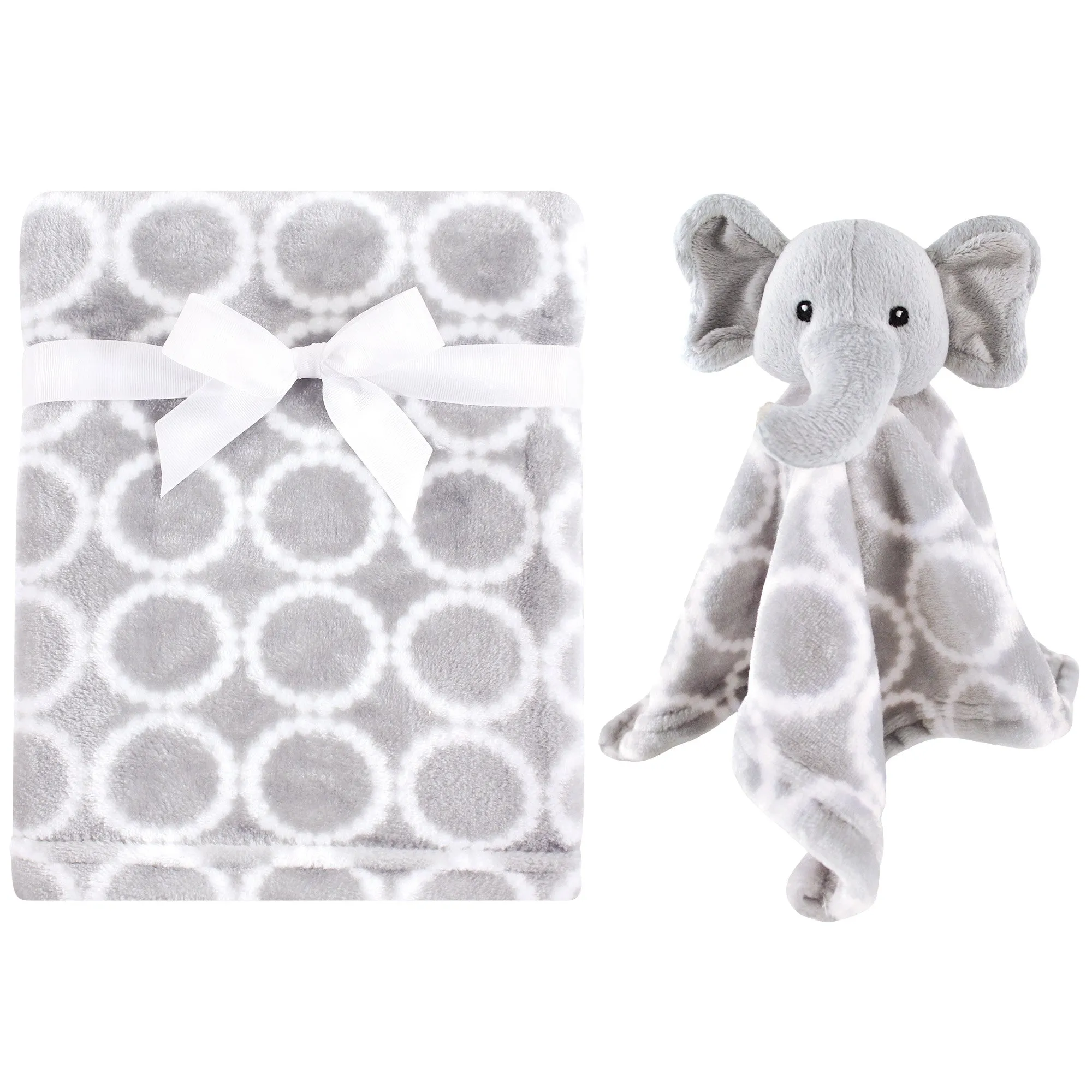 Hudson Baby Plush Blanket with Security Blanket, Neutral Elephant