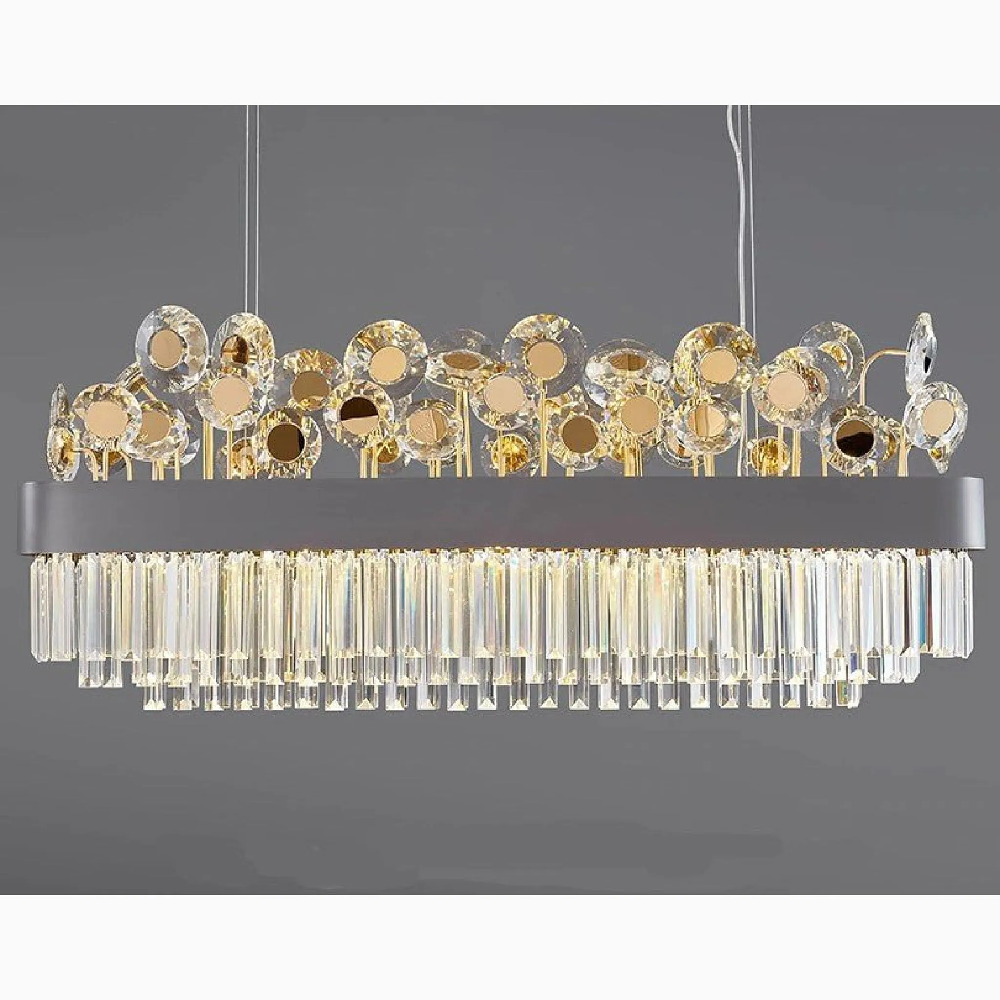 Ilonse | Outstanding Gold/Black Crystal Rectangle Chandelier