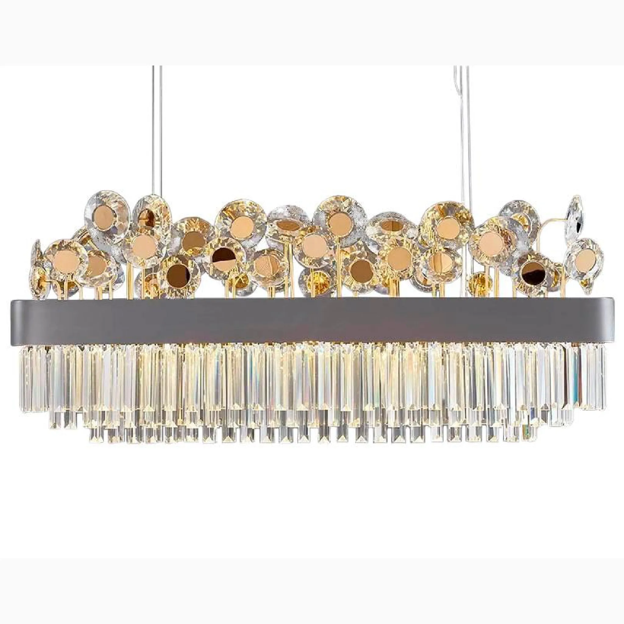 Ilonse | Outstanding Gold/Black Crystal Rectangle Chandelier