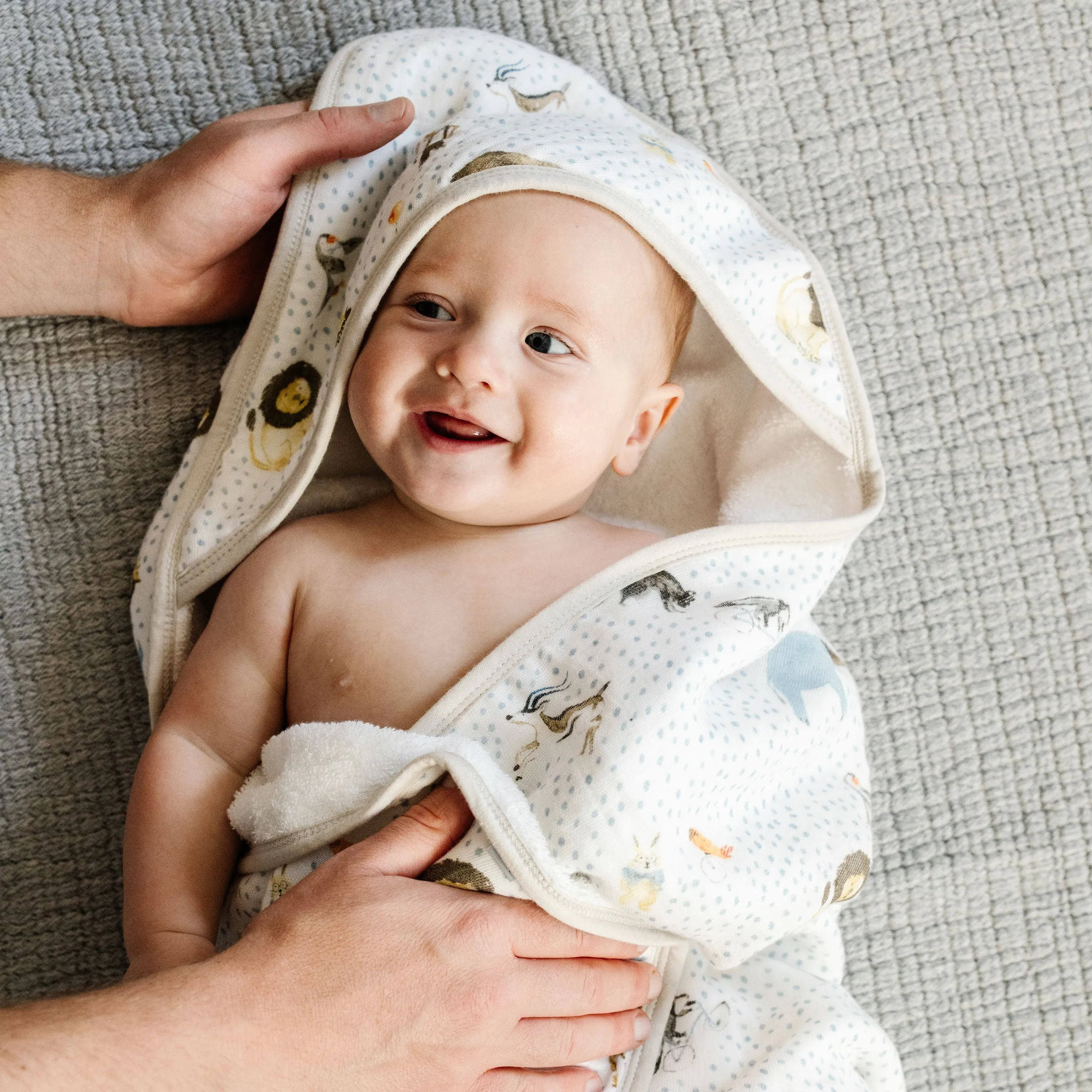 Infant Hooded Towel - Party Animals