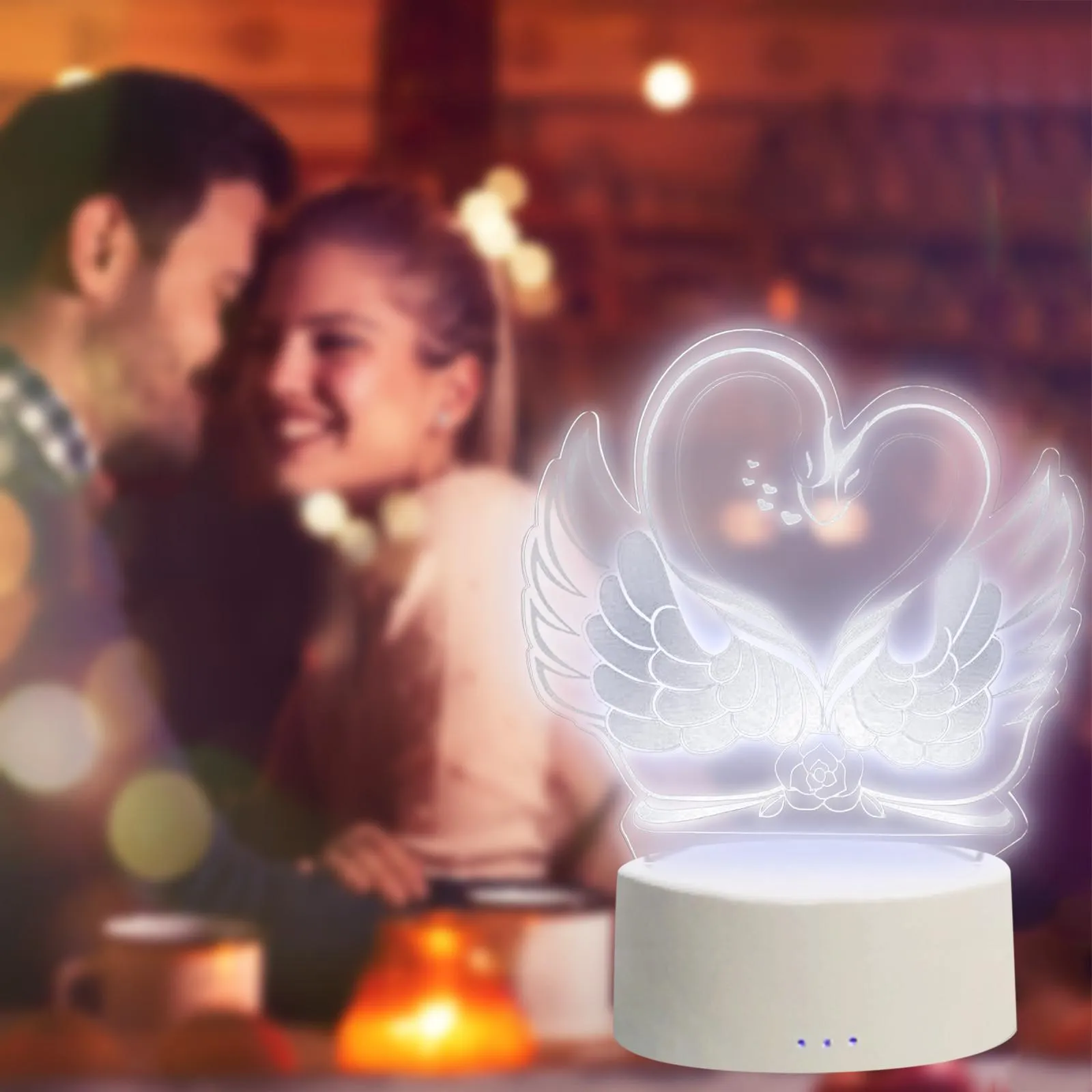 [JZL] Valentine's Day Love Gifts Acrylic 3 Color 3D Night Light Table Lamp Decoration