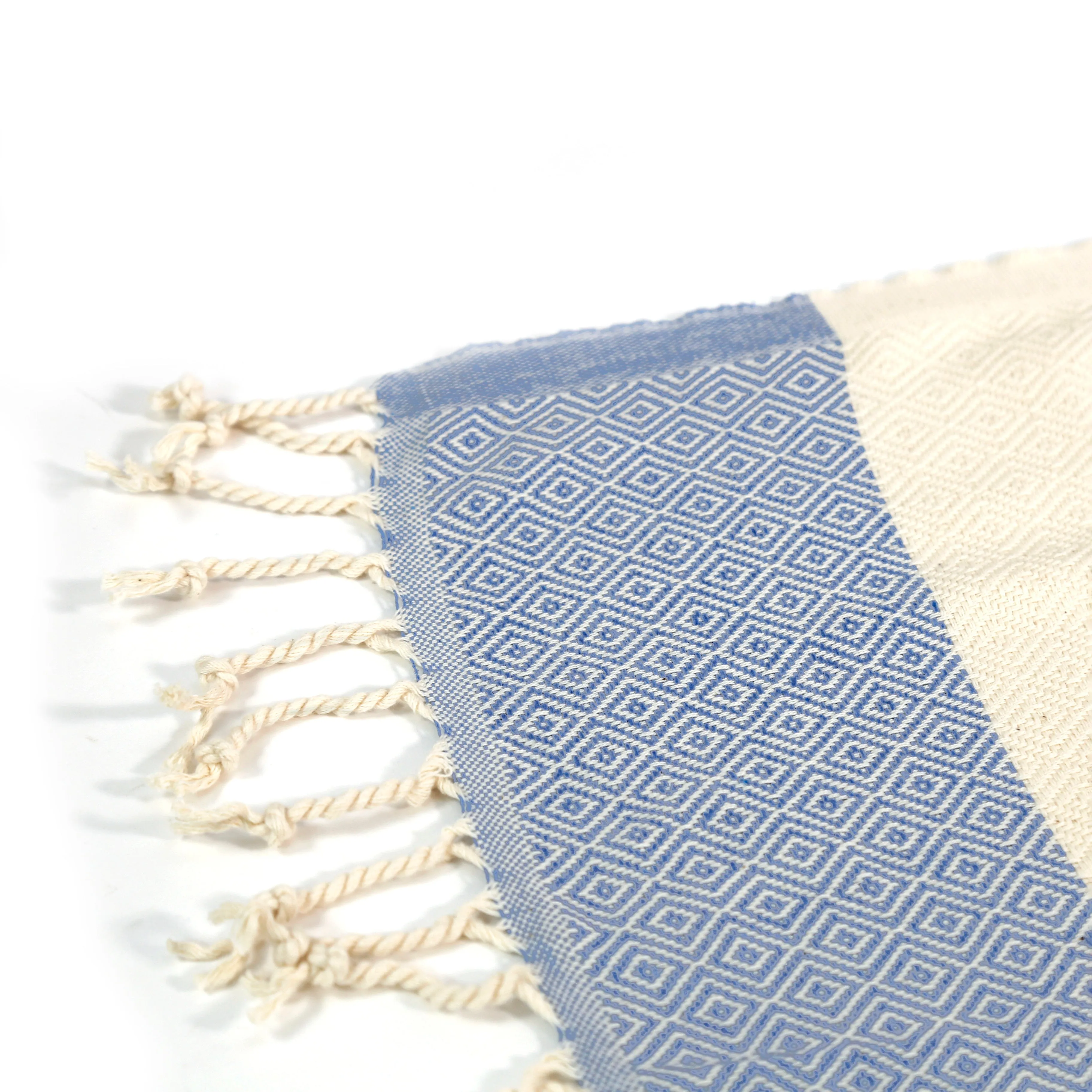 Kalkedon Turkish Cotton Hand Towel / Blue & Natural