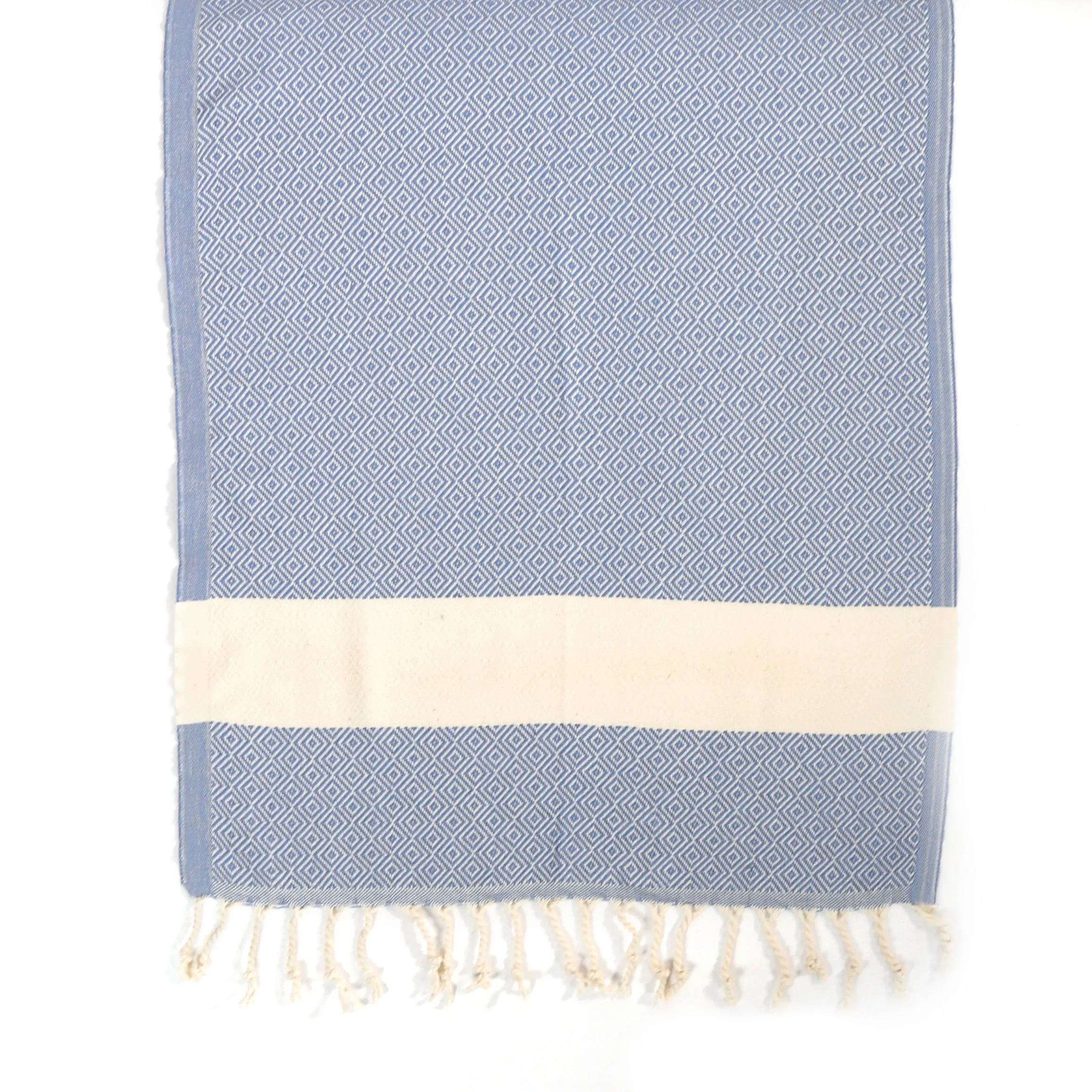 Kalkedon Turkish Cotton Hand Towel / Blue & Natural