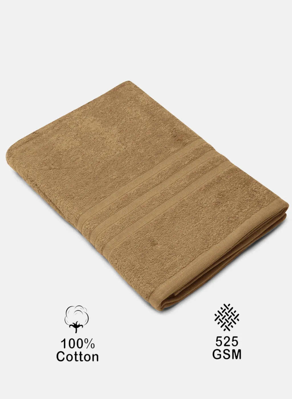 Khaki Cotton 525 GSM Bath Towel