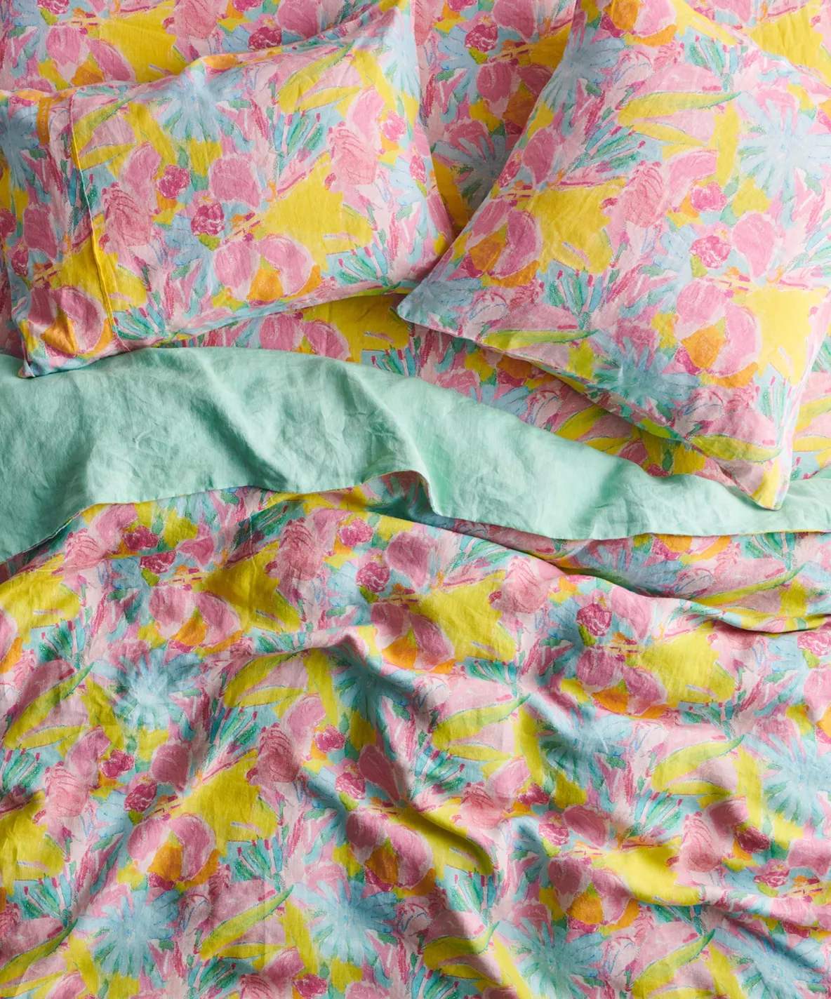 Kip & Co x Ken Done Pastel Blooms Linen European Pillowcases