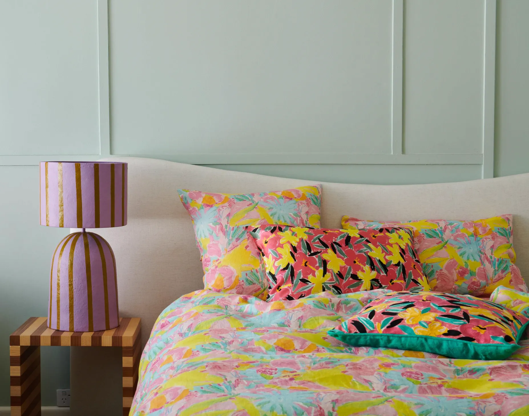 Kip & Co x Ken Done Pastel Blooms Linen European Pillowcases