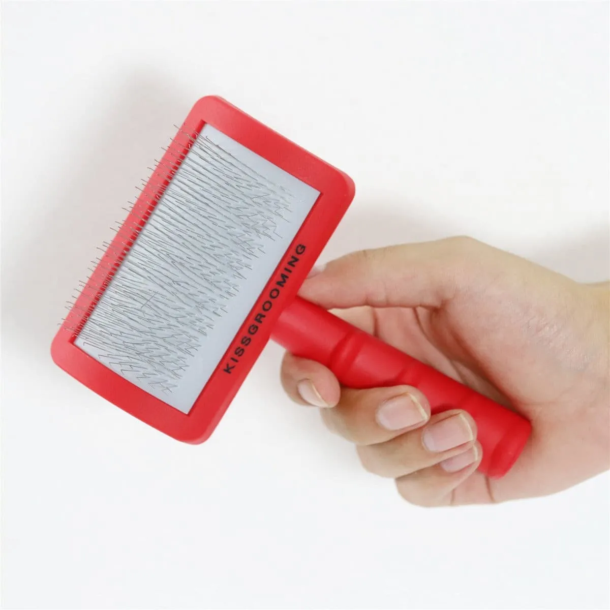 Kissgrooming Slicker Brush with Ergonomic Handle - Long Soft Teeth