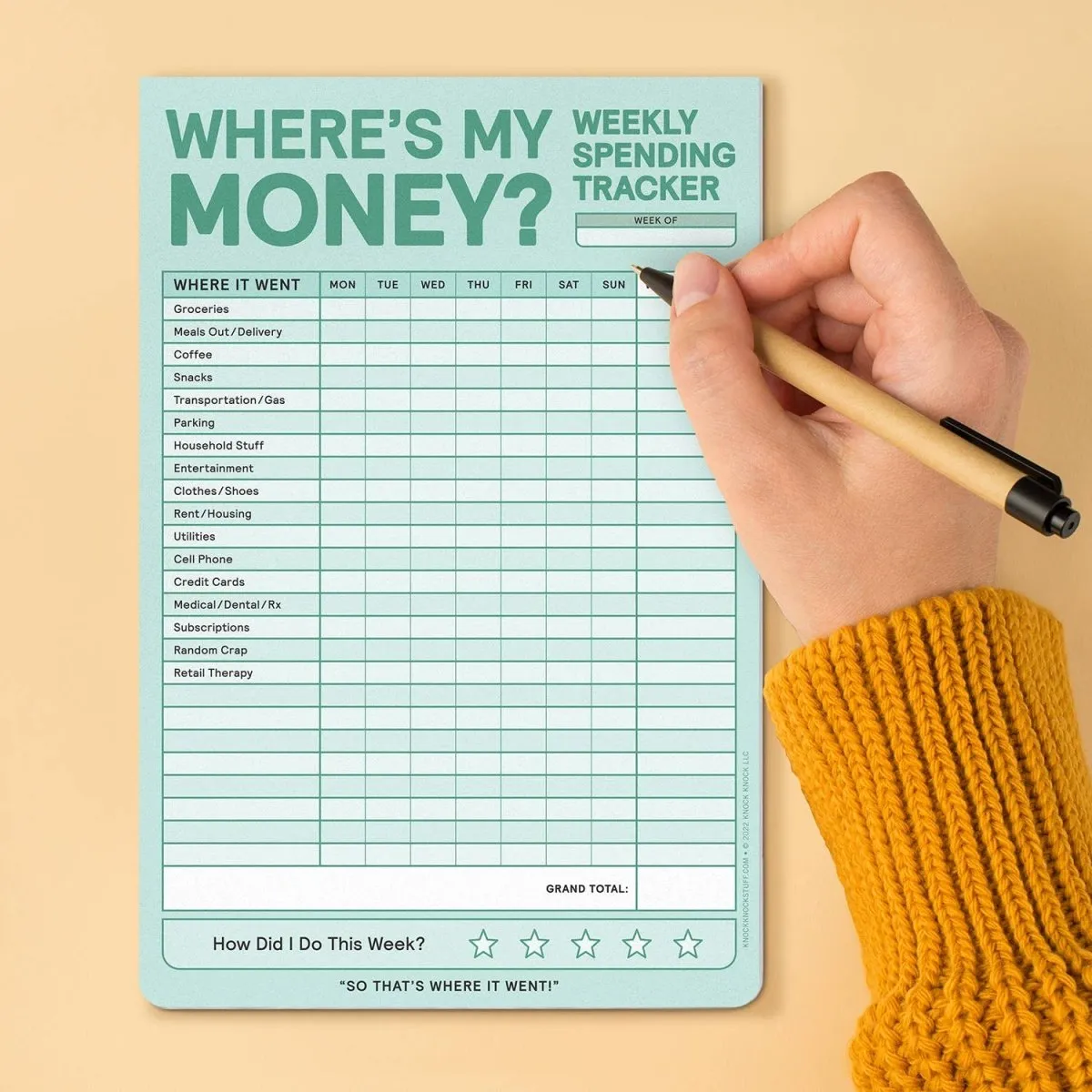 Knock Knock - Weekly Money Tracker Pad