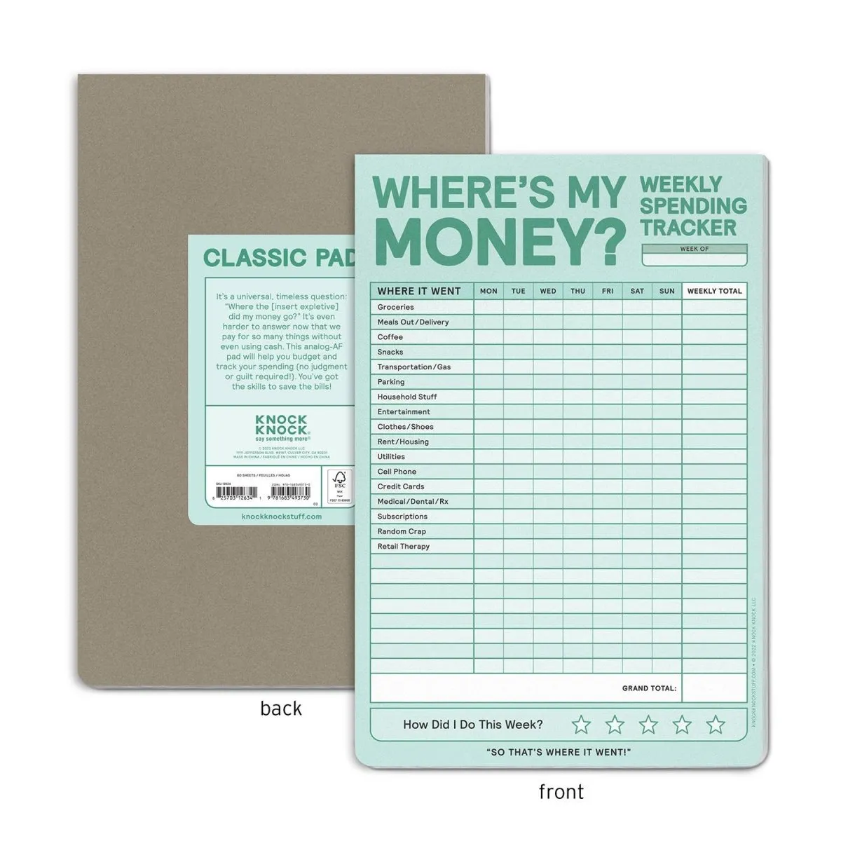 Knock Knock - Weekly Money Tracker Pad