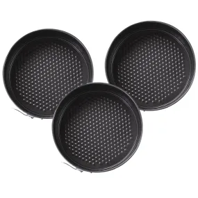 Kuber Industries Cake Mould with Removable Base|Cake Tray for Baking|Idol for Bread, Pie, Pizza-Pack of 3 (Black)