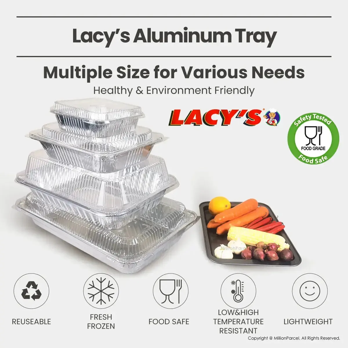 LACY'S Aluminum Tray with Plastic Lid