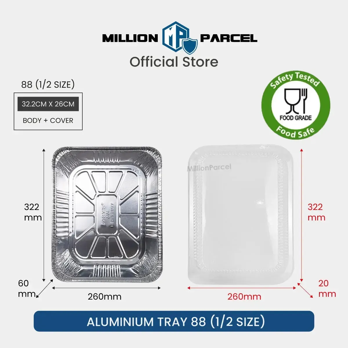 LACY'S Aluminum Tray with Plastic Lid