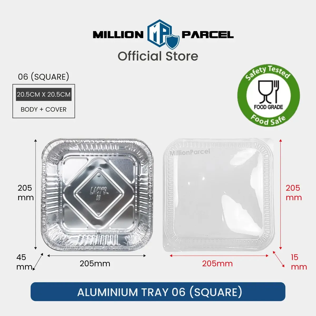 LACY'S Aluminum Tray with Plastic Lid