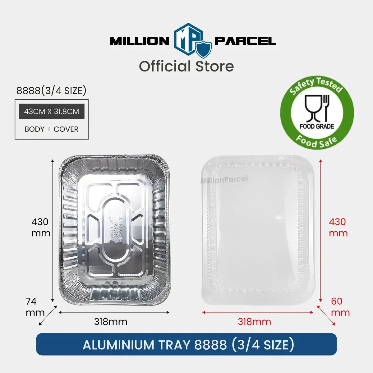 LACY'S Aluminum Tray with Plastic Lid