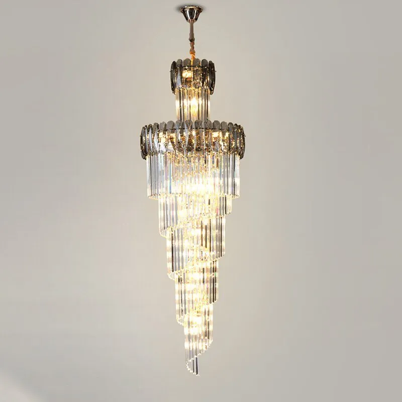 Large Modern Crystal Chandelier For Staircase Spiral Design Hallway Lobby