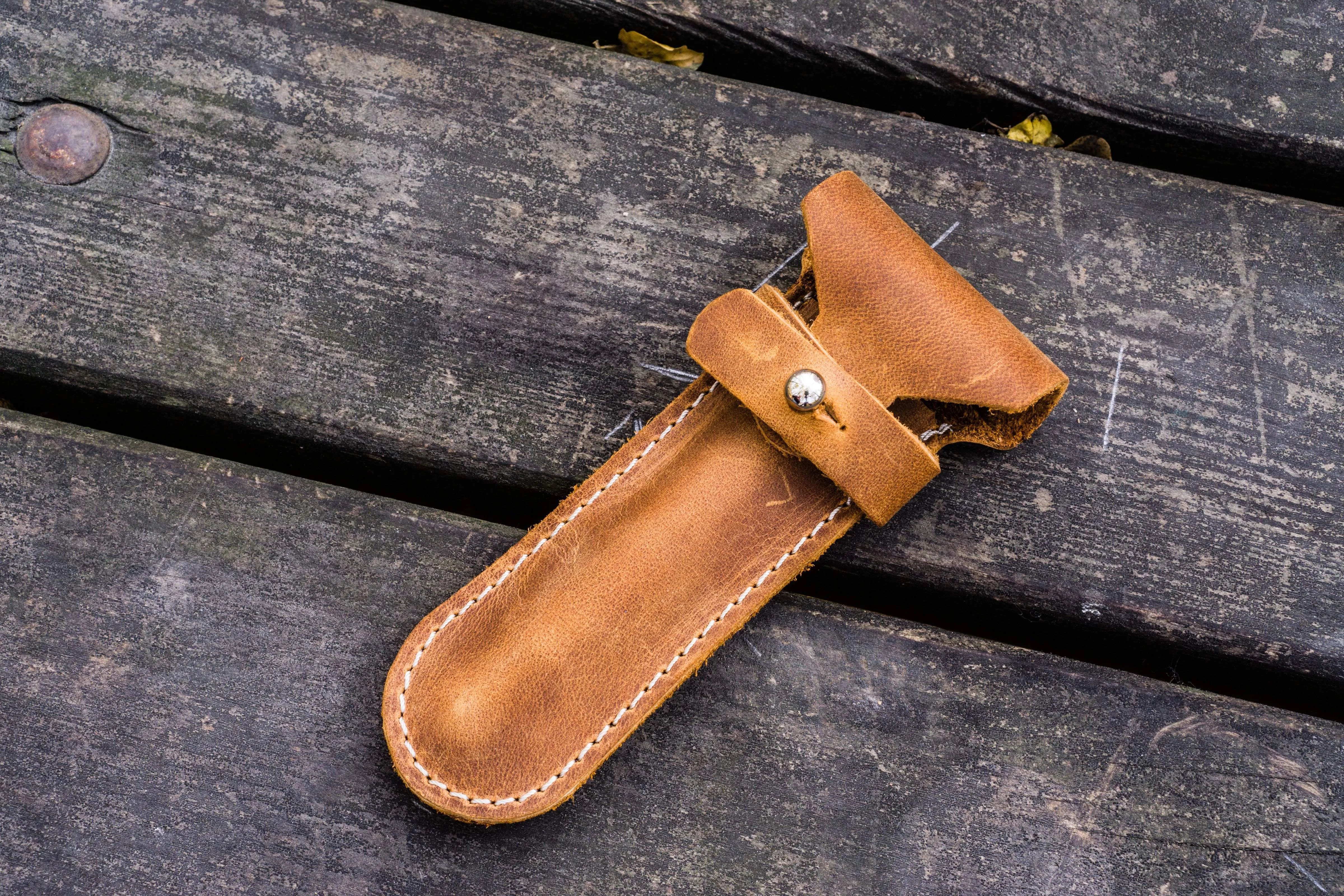 Leather Safety Razor Case - Crazy Horse Brown