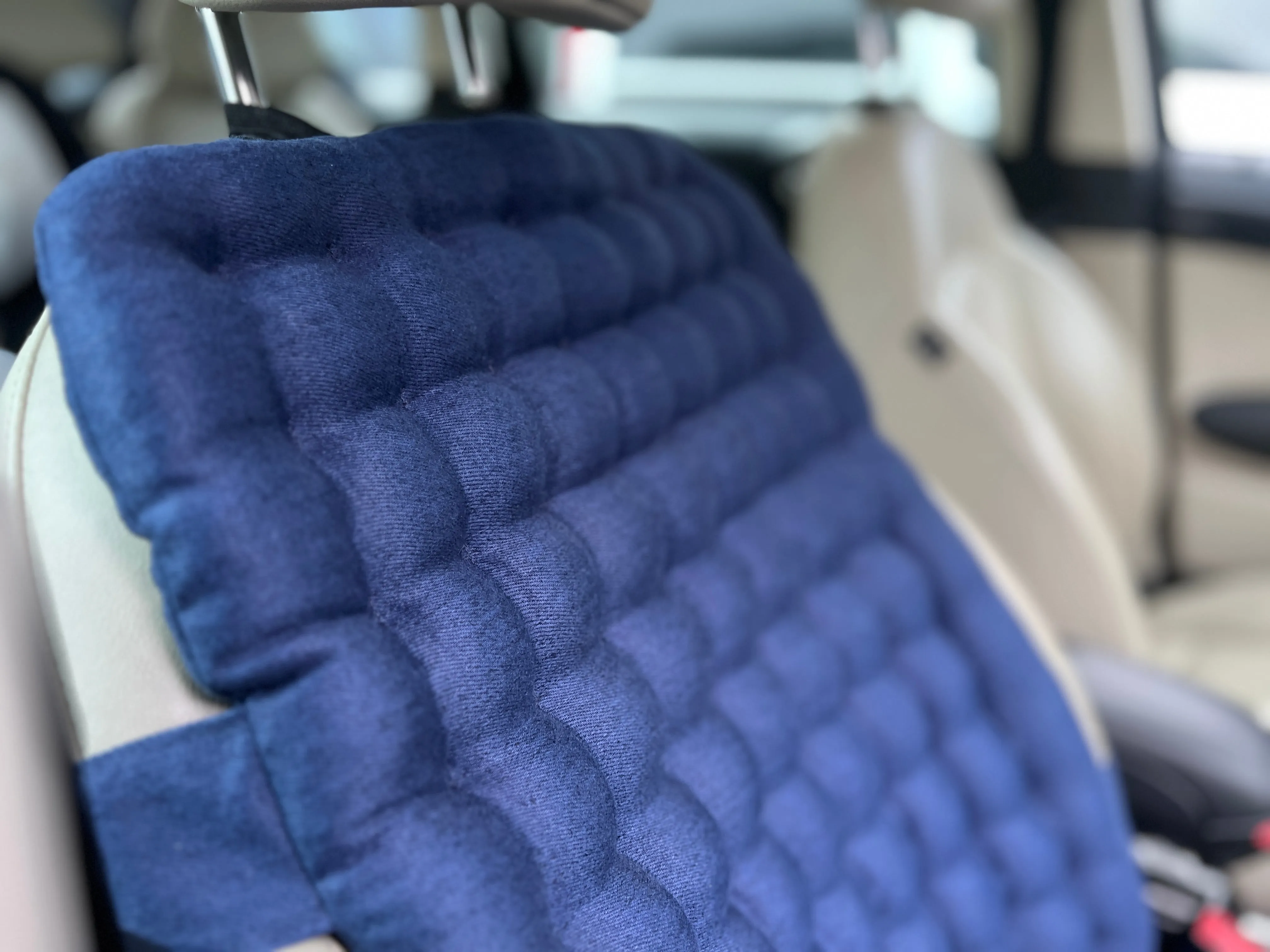 Linen Car Seat Cover filled Organic Buckwheat Hulls in Dark Blue Linen Fabric Massage Seat Cover Organic Eco-friendly seat Hand Made