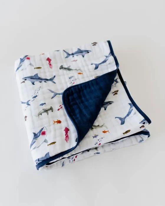 Little Unicorn - Muslin Blanket - Shark