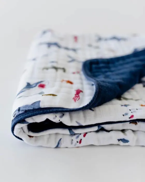 Little Unicorn - Muslin Blanket - Shark