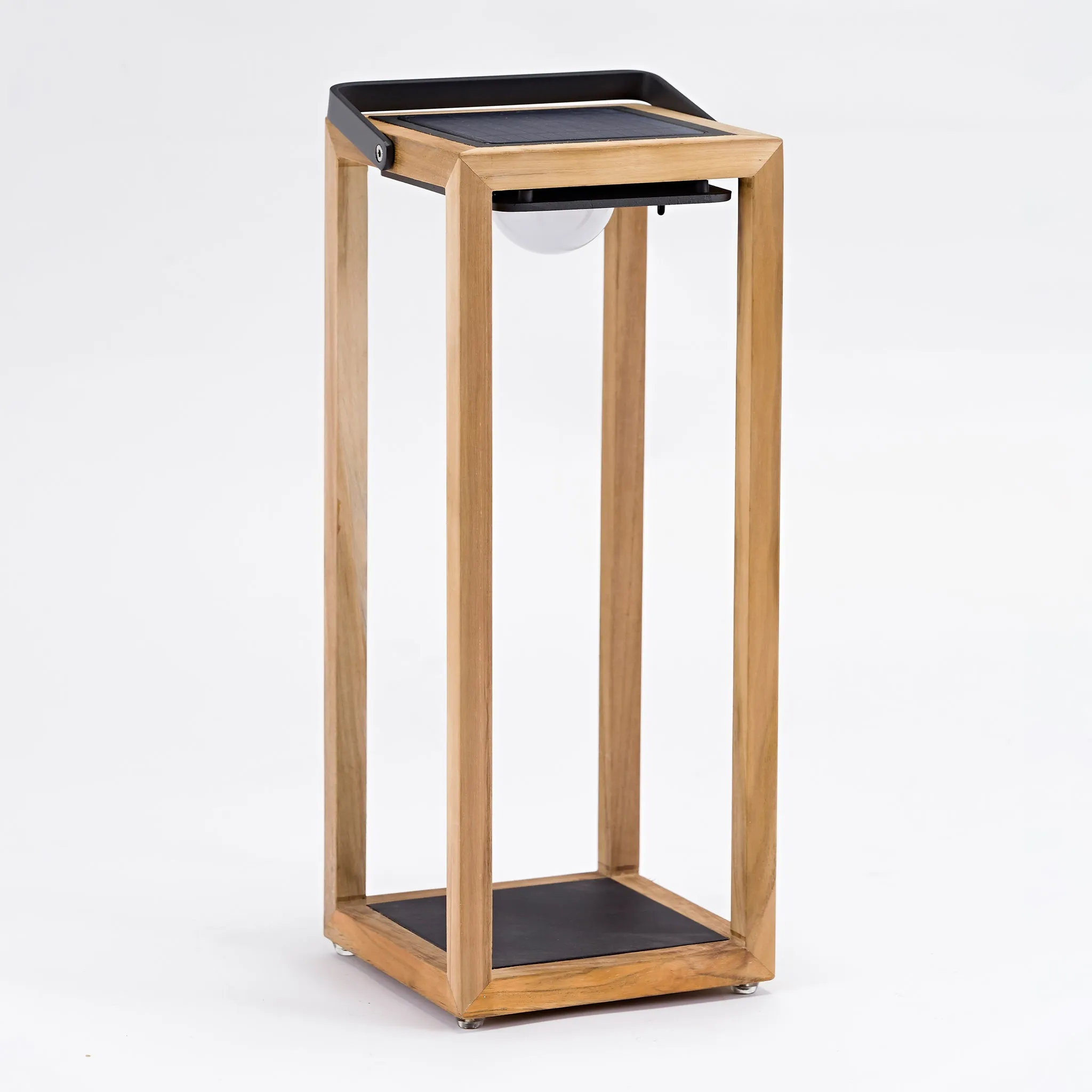 Luxor Floor Outdoor and Indoor Solar Lantern In Teak