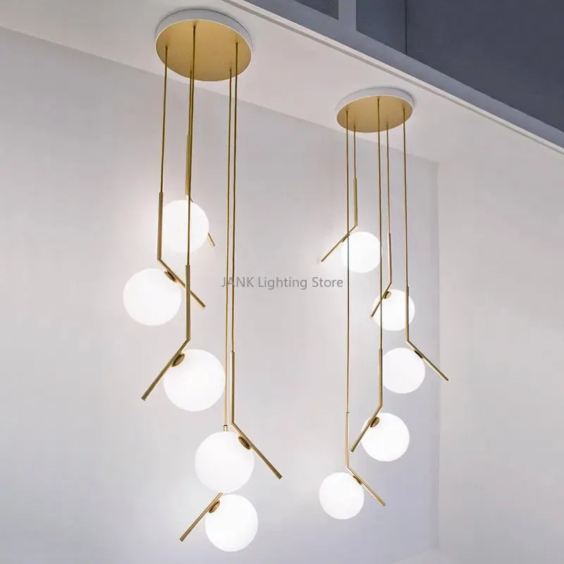 Luxury Bean Suspension Chandelier for Mansion Living Room LED Interior Lighting