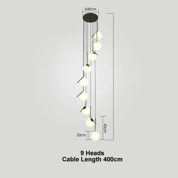 Luxury Bean Suspension Chandelier for Mansion Living Room LED Interior Lighting