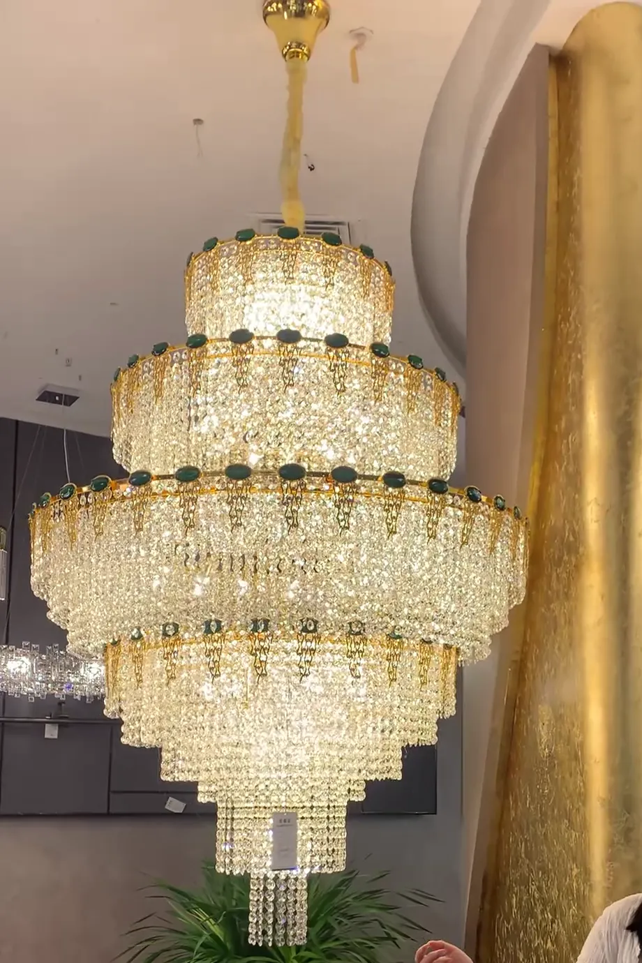 Luxury Multi-tier Jade Crystal Chandelier for Living Room/Staircase/Foyer