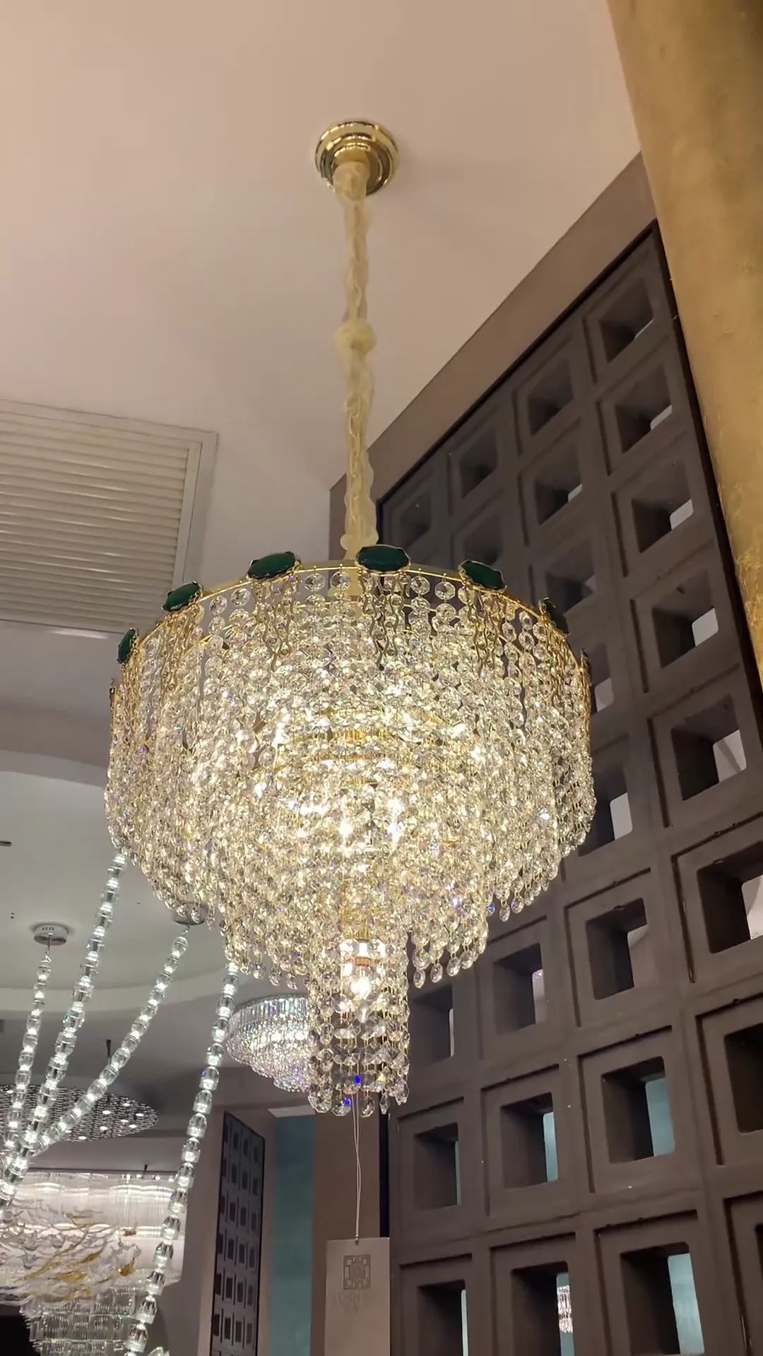 Luxury Multi-tier Jade Crystal Chandelier for Living Room/Staircase/Foyer