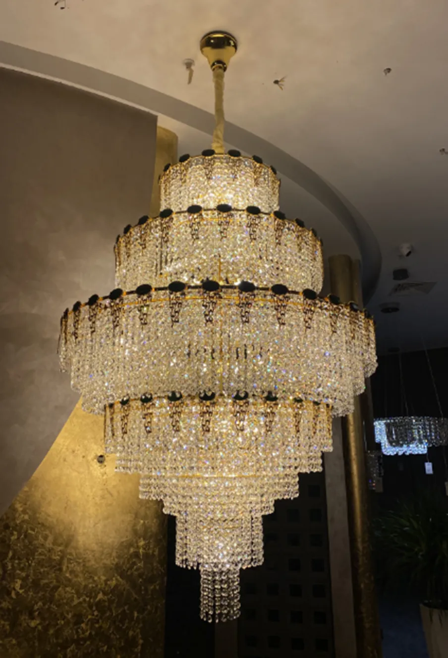 Luxury Multi-tier Jade Crystal Chandelier for Living Room/Staircase/Foyer