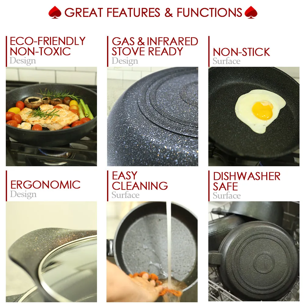 Marble Frying Pans 3 PCS Set