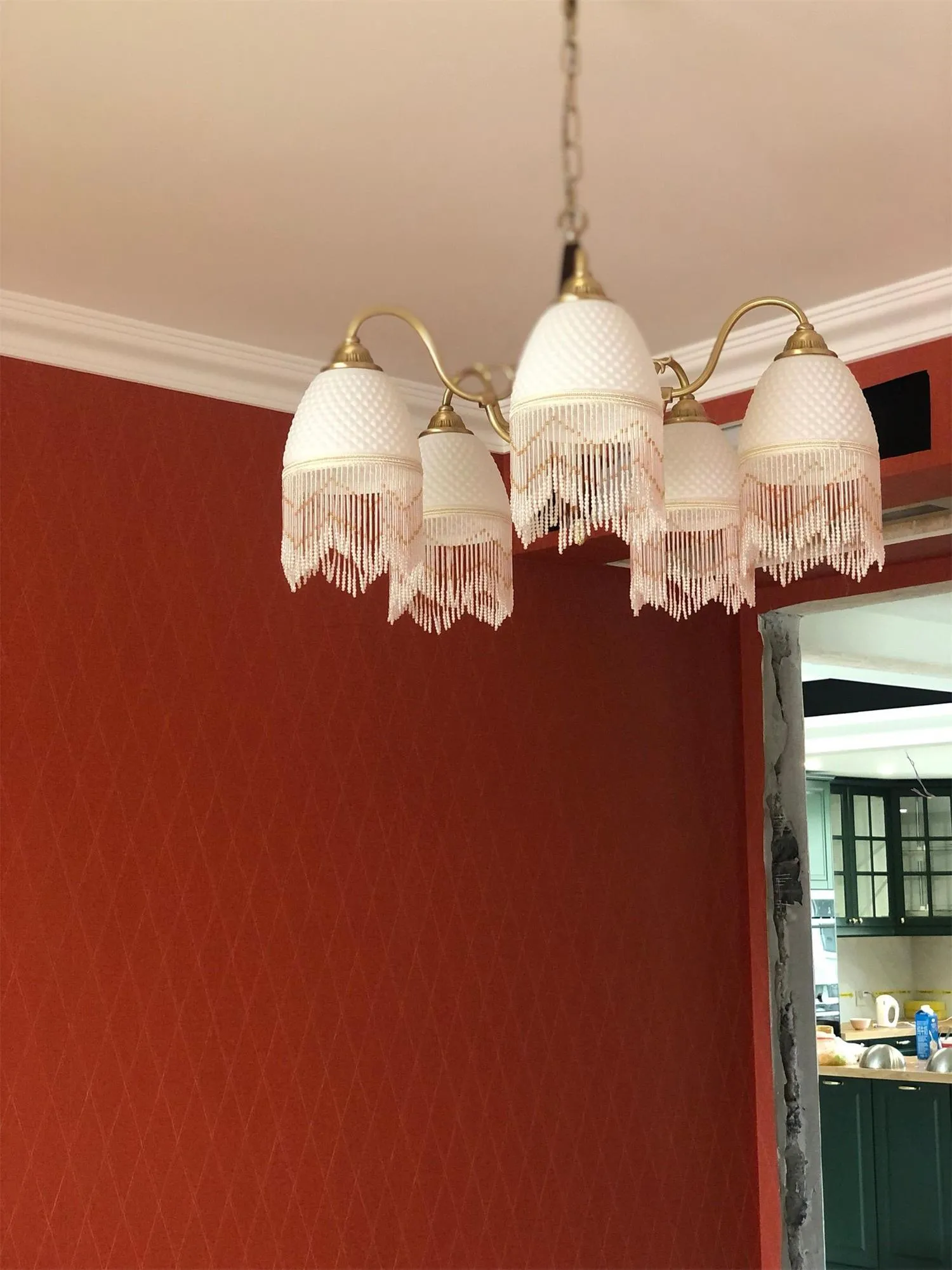 Mesh Tassel Glass Chandelier