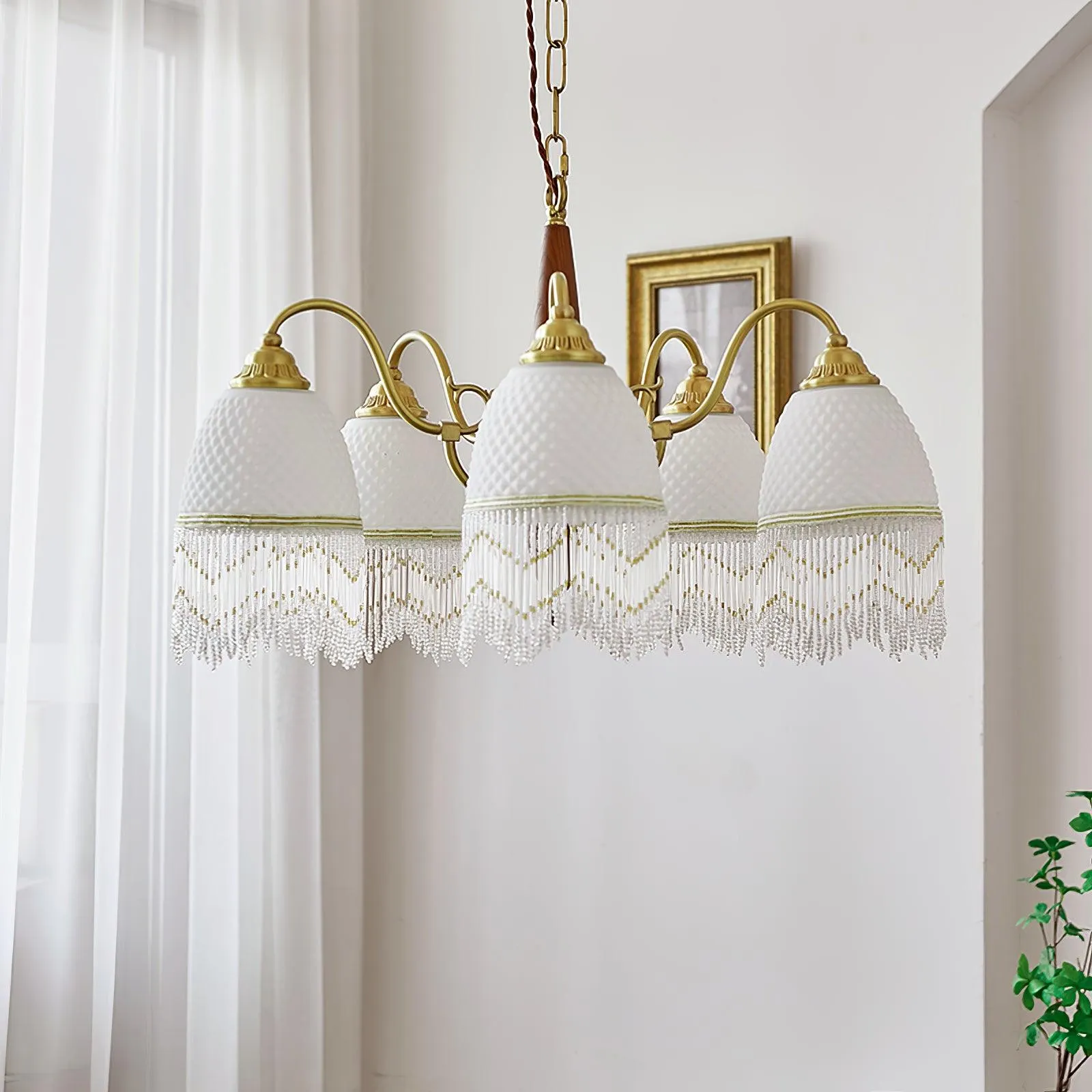 Mesh Tassel Glass Chandelier