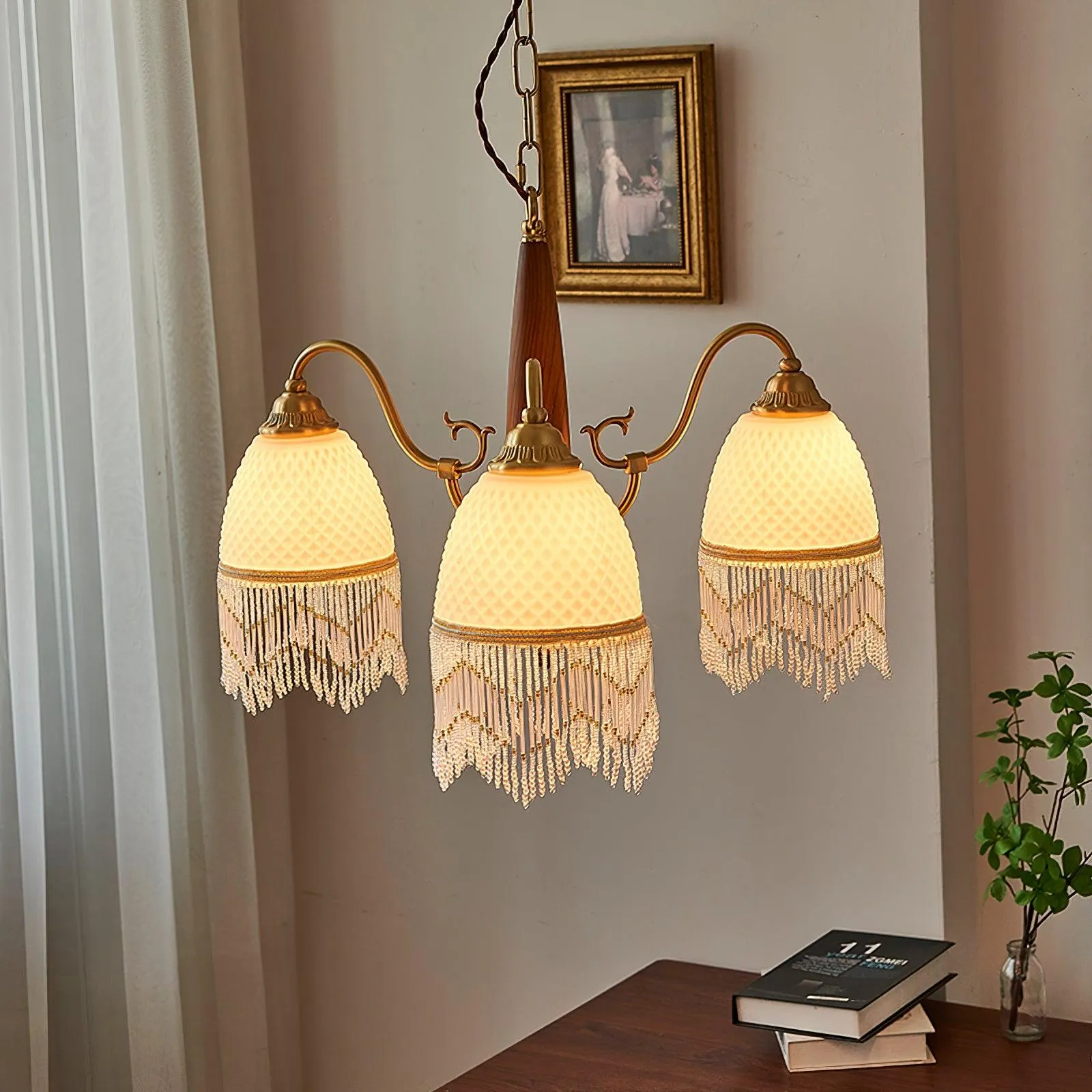 Mesh Tassel Glass Chandelier