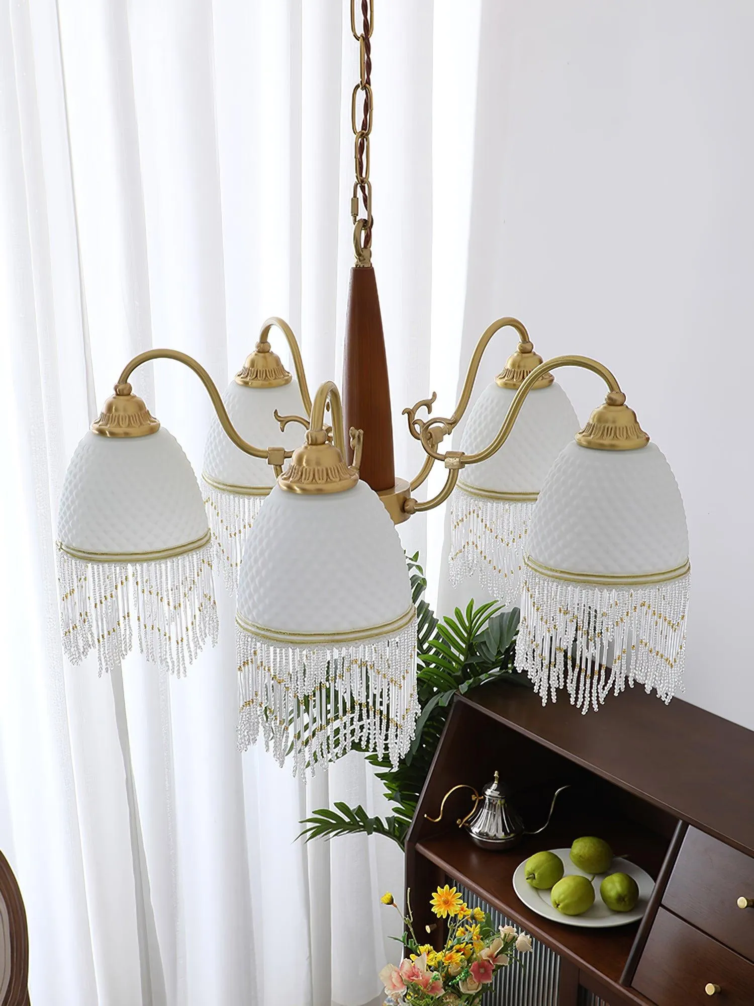 Mesh Tassel Glass Chandelier