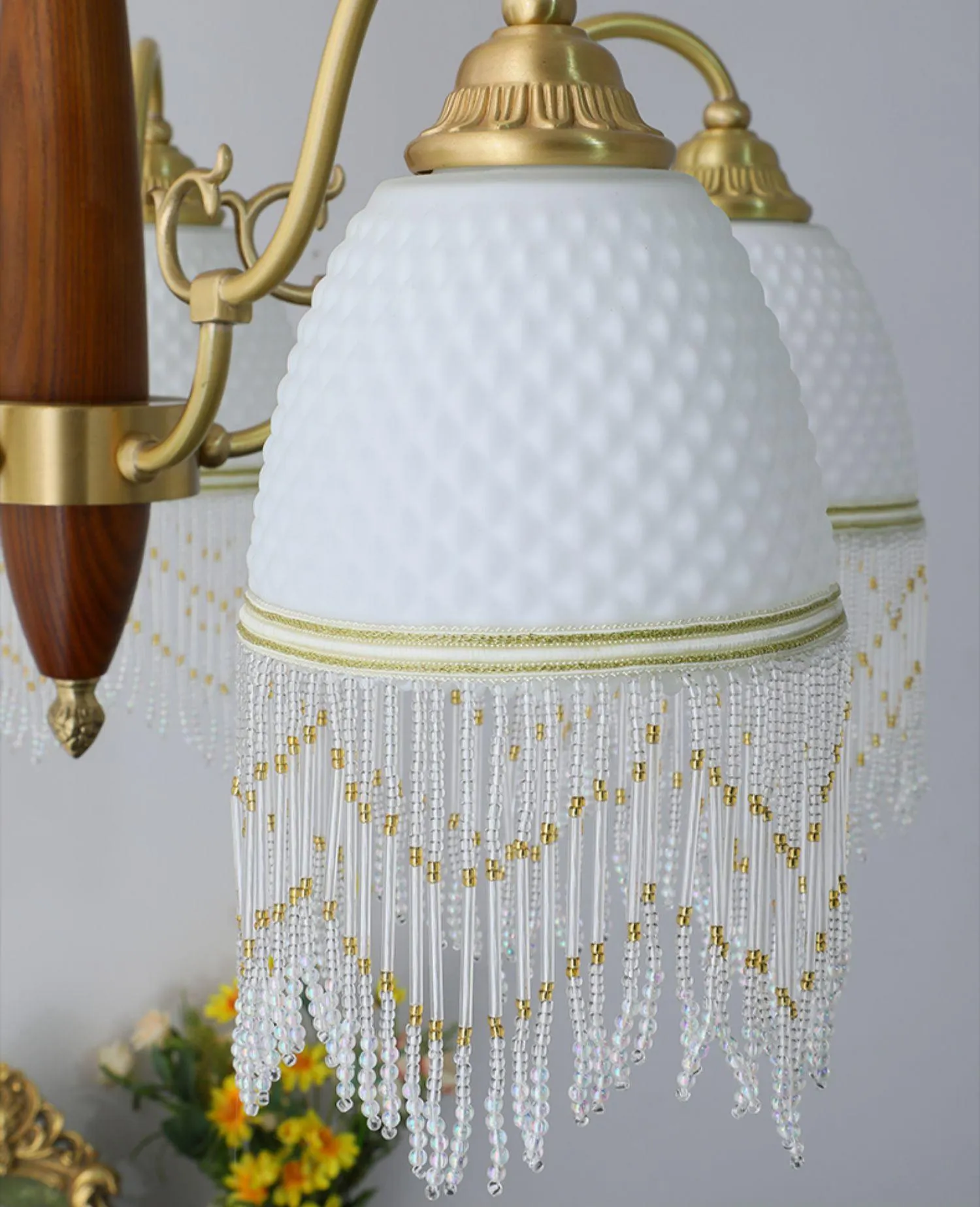 Mesh Tassel Glass Chandelier