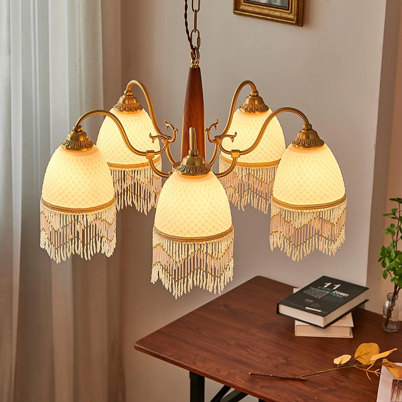 Mesh Tassel Glass Chandelier