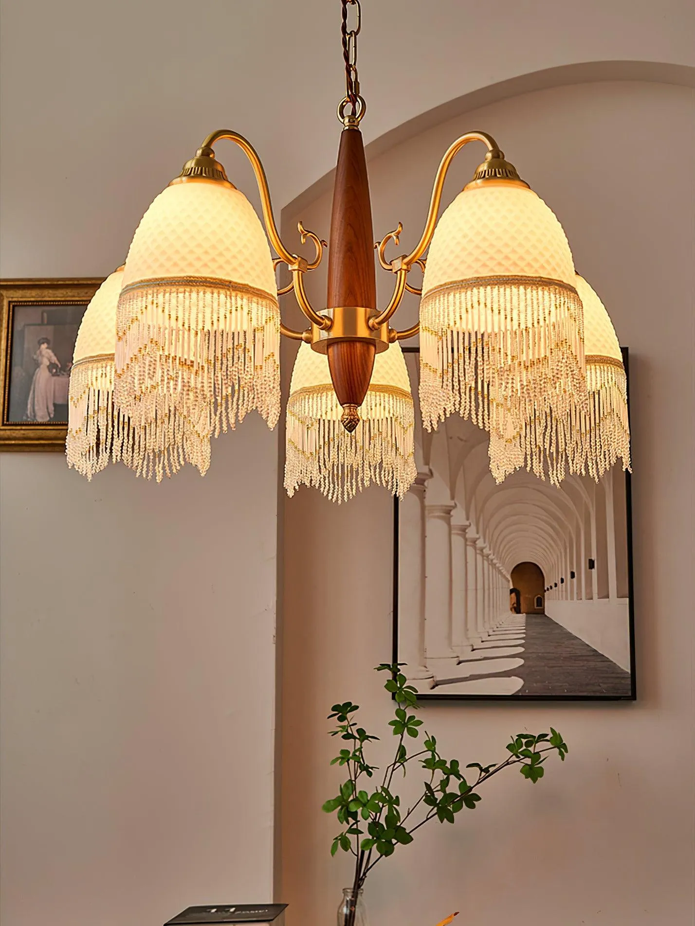 Mesh Tassel Glass Chandelier