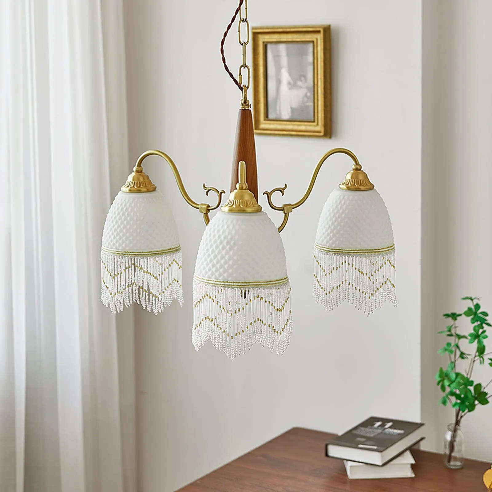 Mesh Tassel Glass Chandelier