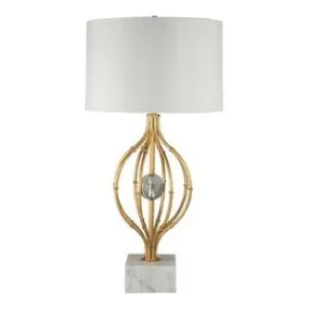 METAL SPHERE CAGE TABLE LAMP W/ CRYSTAL BALL 31",