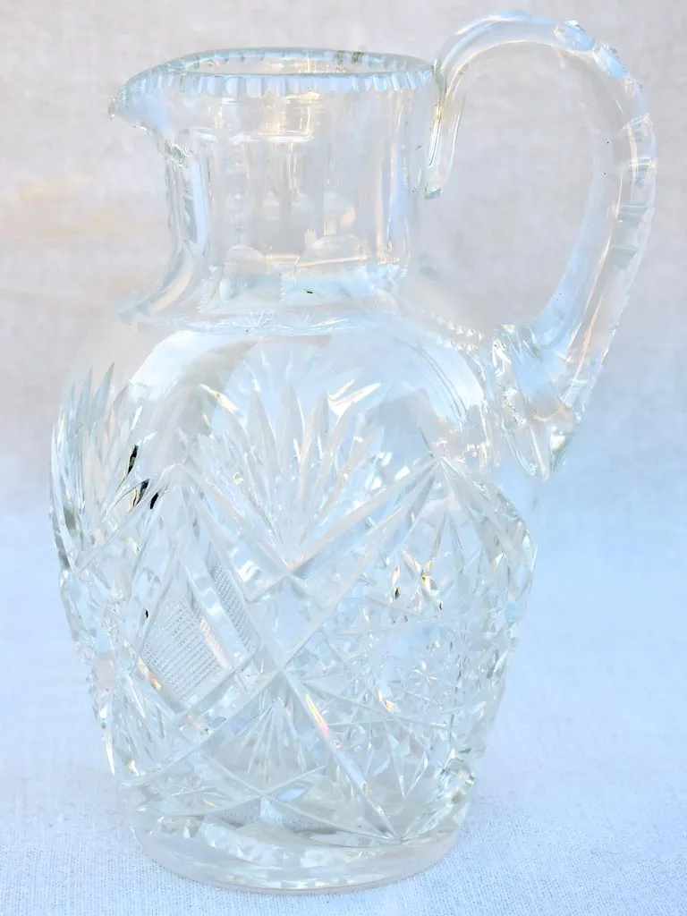 Mid century Baccarat crystal pitcher 9¾"