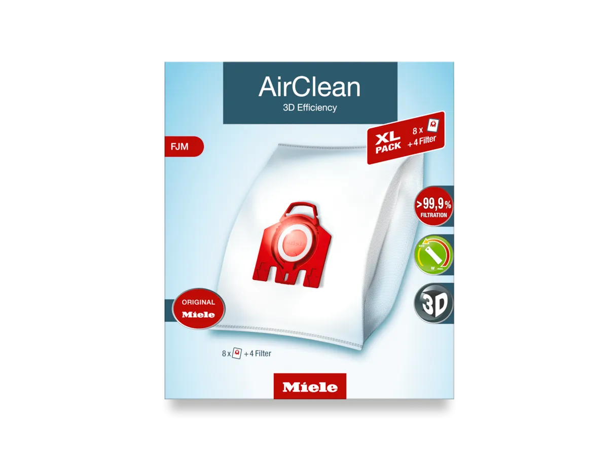 Miele FJM XL-Pack AirClean Vacuum Cleaner Bags - 8 pack   2 motor filter   2 exhaust filters