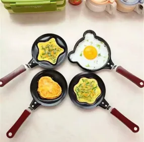 Mini Egg Frying Pan, Star Heart Strawberry Breakfast Egg mold, Fried Egg Pancake Mold, Non-Stick Egg Pancake Omelet Mini Frying Pan, Mini Cookware Black Non Stick Pan