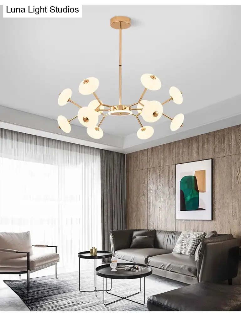 Minimalist Gold Bean Shaped Acrylic LED Chandelier for Bedroom Ceiling