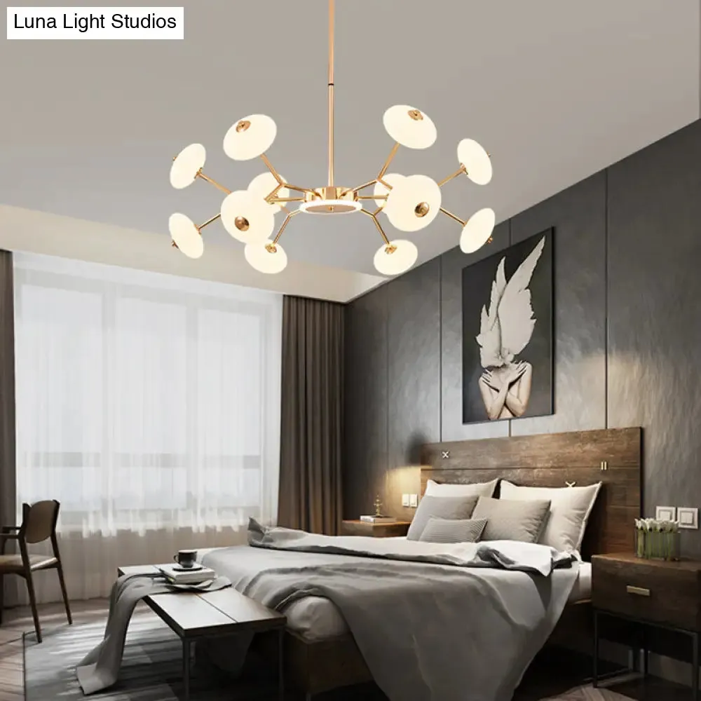 Minimalist Gold Bean Shaped Acrylic LED Chandelier for Bedroom Ceiling