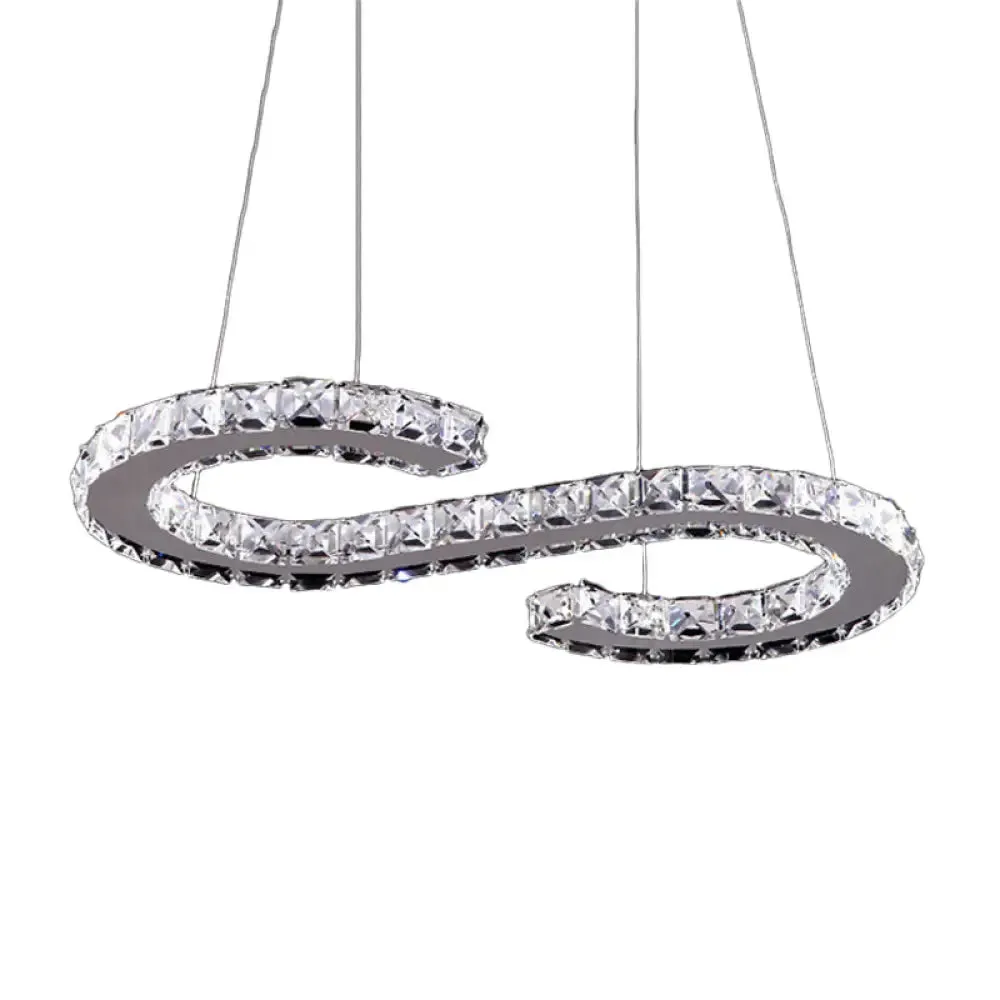 Modern Clear Crystal LED Chandelier for Dining Room - Geometry Frame Pendant Light