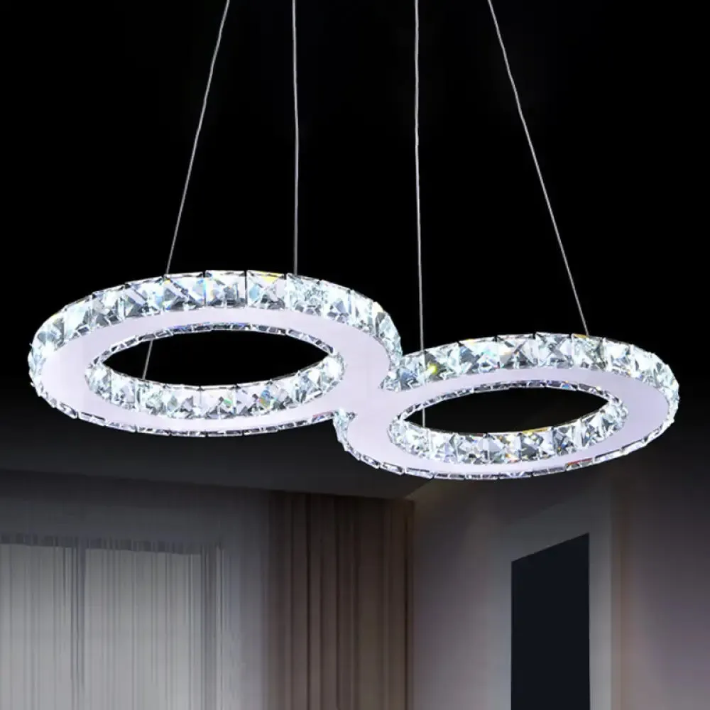 Modern Clear Crystal LED Chandelier for Dining Room - Geometry Frame Pendant Light