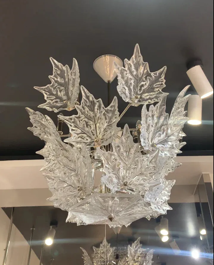 Modern Creative Clear Crystal Maple Leaf Chandelier for Living Room/Bedroom